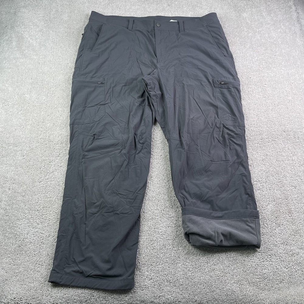 LL Bean Pants Mens 40x30 Grey Cresta Fleece Waffle Lined Performance Stretch